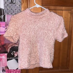 pink fuzzy shirt